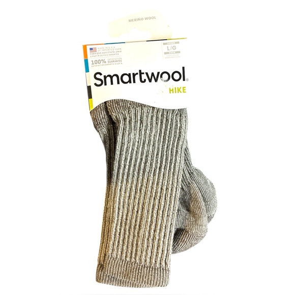 Smartwool hiking crew Light Gray taupe Ribbed Socks unisex Large NWT - Picture 1 of 3